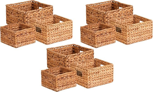 Honey-Can-Do Banana Leaf Storage Baskets –Water Hyacinth Woven Basket,Decorative Baskets for Shelves,Basket for Gifts,Closet,Pantry,and Home Organization,Set of 3,Multi-Size,(Pack of 3)