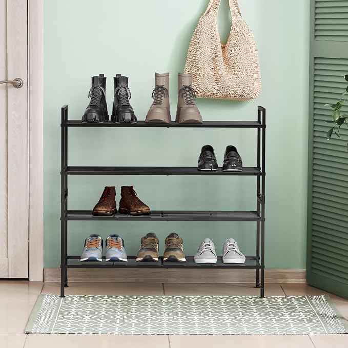 Simple Houseware 2-Tier Stackable Wire Shoes Rack, Black