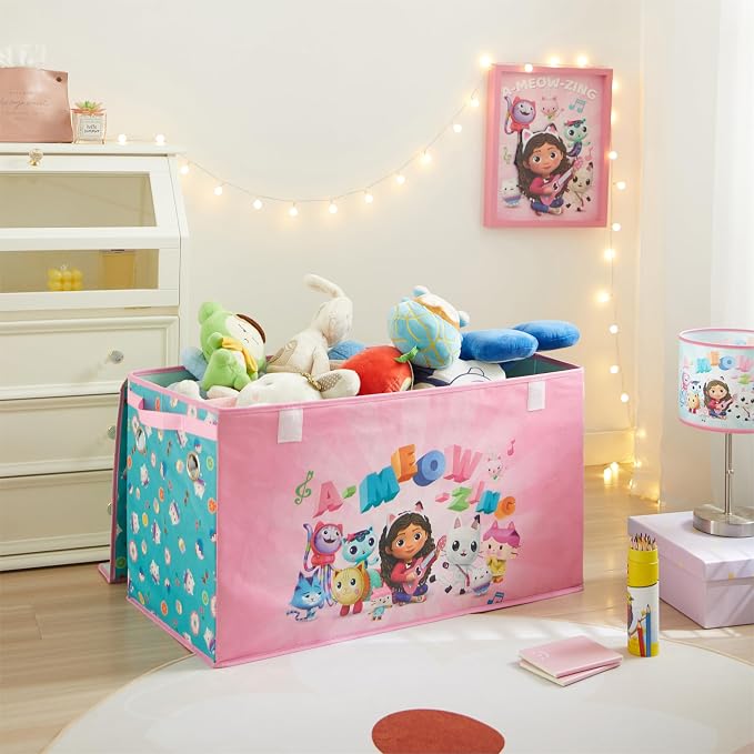 Idea Nuova Gabbys Dollhouse Large Collapsible Childrens Storage Trunk, Durable with Soft Lid, 28.5"x14.5"x16"
