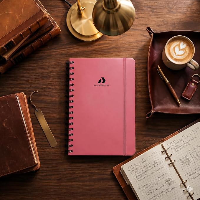 Nextnoid Lined Spiral Notebook Journal For Women & Men - A5(5.8" x 8.3") 170 Pages, Hardcover Notebooks for Work & Note Taking, College Ruled Journals for Writing - Blush Pink