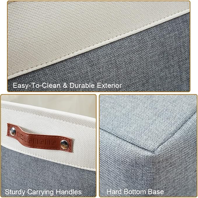 DECOMOMO Storage Bins, Extra Large Fabric Storage Baskets for Shelves, Decorative Linen Closet Organizer, 15.8 x 12.5 x 10 inches (Slate Grey & White, 3 Pack)