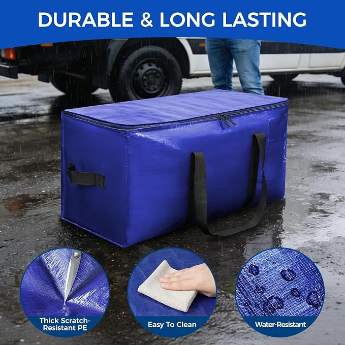 BAGAIL Heavy Duty Moving Bags with Strong Handle, Extra Large Moving Boxes, Storage Tote for Clothes, College Moving Supplies(Dark Blue, 6 Pack)