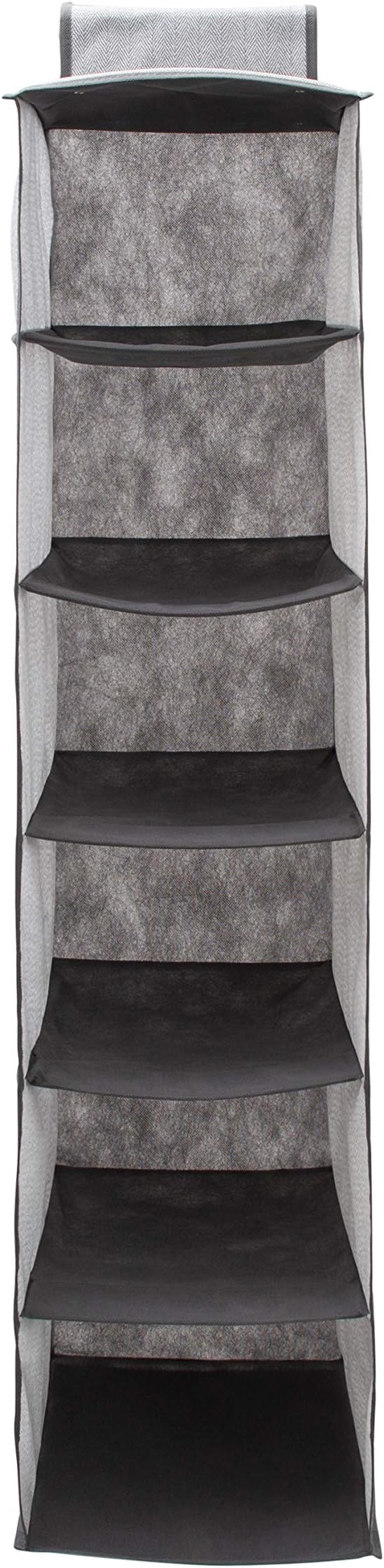 Simplify 6 Shelf Hanging Closet Organizer, Space Saver, Sweater & Clothing Shelves, Breathable Material Keeps Away Dust & Odors, Grey (26606-GREY)
