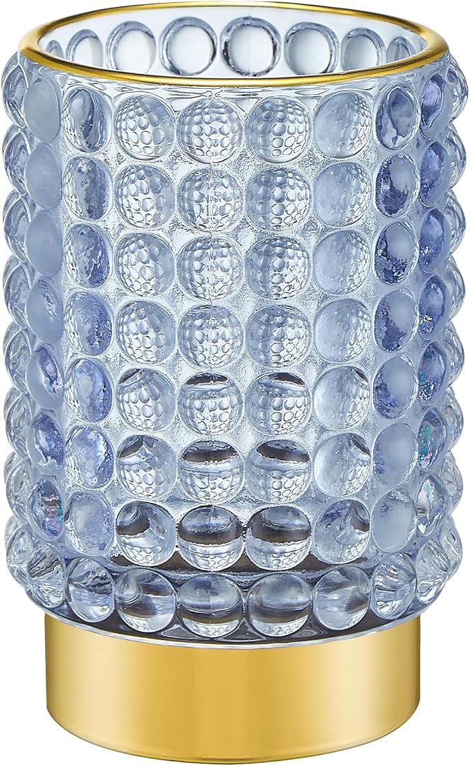 Makeup Brush Holder Organizer,Toothbrush Holders,Desk Pen Pencil Holder,Multifunctional Vintage Glass Brush Cup(A38-13-US/Light Purple/L)