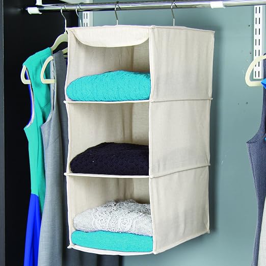 Richards Homewares 3 Shelf Sweater Organizer, 10"W X 15" D X 24" H-Canvas/Natural