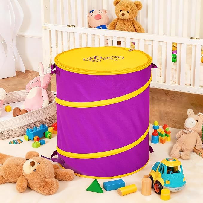 NARMAY Toy Barrel Pop-Up Toy Storage Bin, Large Collapsible Toy Bucket with Handles for Kids, All-in-One Toy Organizer for Boys and Girls - 20 x 23 Inch