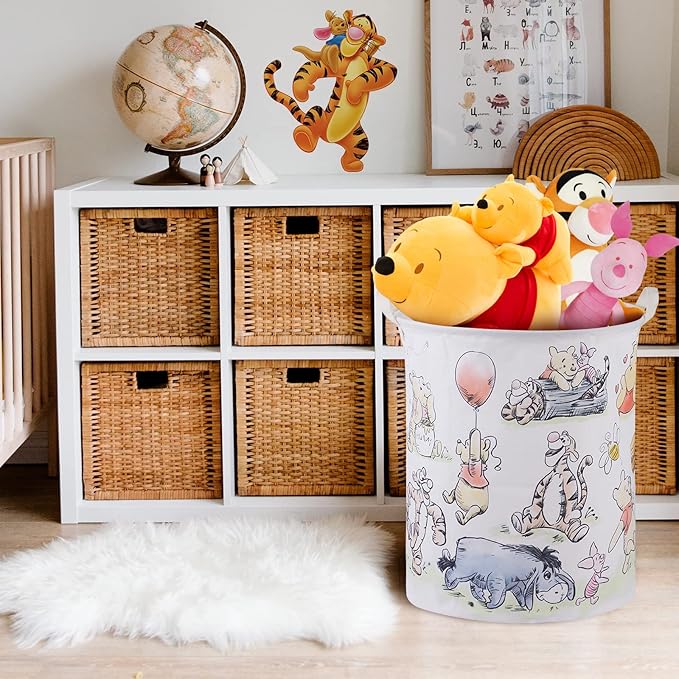 Bear Storage Basket,Nursery Large Hamper Canvas Laundry Basket Foldable With Waterproof Pe Coating,For Kids Boys And Girls, Bathroom, Bedroom, Clothes,Toy Bin