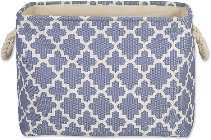DII Polyester Container with Handles, Lattice Storage Bin, Medium, Stonewash Blue