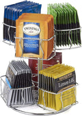 Nifty Tea Bag Spinning Carousel – 6 Compartments, Up to 60 Tea Bags Storage, Spins 360-Degrees, Lazy Susan Platform, Modern Chrome Design, Home or Office Kitchen Counter Organizer