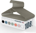 Super Heavy Duty Clothes Hangers 100 Pack (108 Count) – Made in the USA - 10lb Capacity, Thick Plastic Hangers for Pants, Coats, Jackets, Jeans and Adult Clothing – Gray