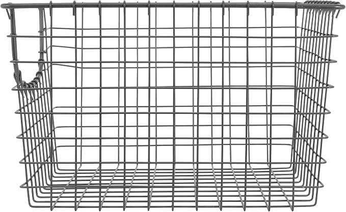 Spectrum Wire Scoop Basket Storage Bin Industrial Gray Nesting Metal Baskets Pack of 2 for Kitchen Pantry Closet Bathroom Garage Organization, Heavy Duty Wire Basket Organizer for Storage Decor
