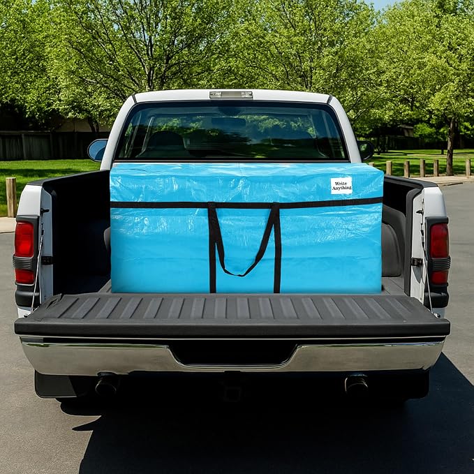 Windyun 4 Pack 57 Gallon Extra Large Moving Bags XXL Heavy Duty Storage Bag with Strong Zipper Handle Jumbo Big Tote Box Foldable for College Dorm Travel Clothes Duffle Blanket Pillow(Lake Blue)