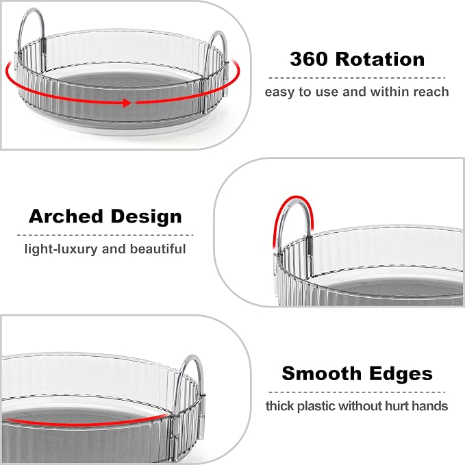 360 Rotating Makeup Organizer for Vanity, Bathroom Countertop Spinning Perfume Organizer, High-Capacity Cosmetic and Skincare Dresser Make Up Holder Rack (3 Tiers, Grey)