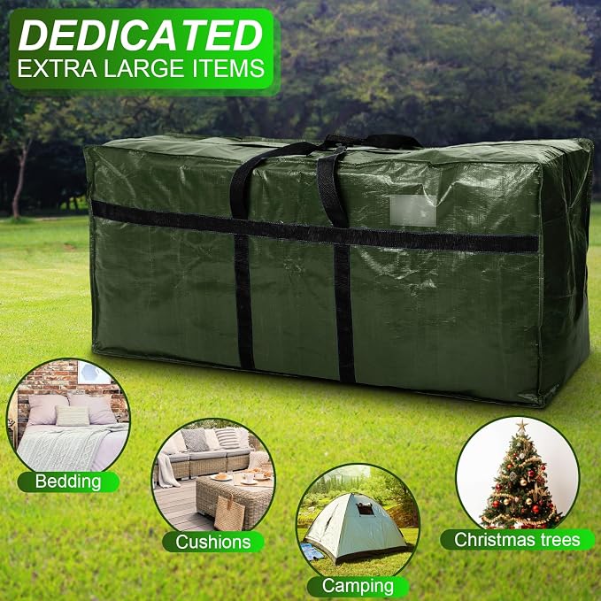 4 Pcs 66 Gallon Extra Large Moving Bags Heavy Duty Storage Bag with Strong Zipper Handle Foldable XXL Jumbo Storage Tote Packing Moving Box for College Dorm Travel Cloth Duffle (Green)