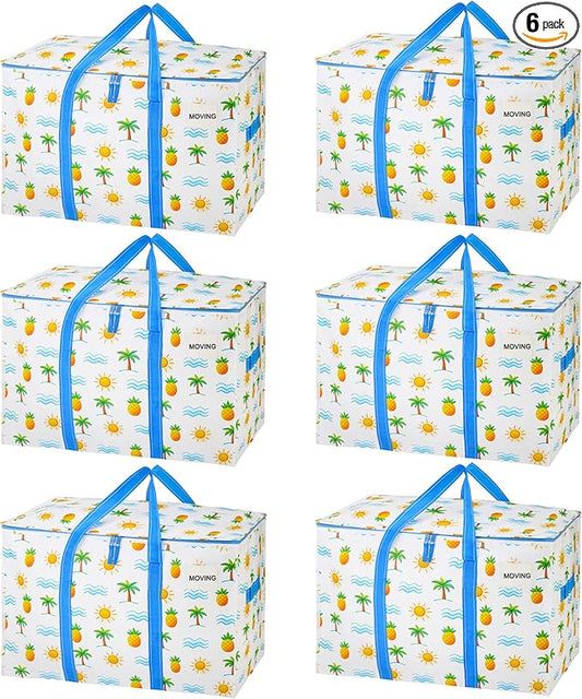 VENO 6 Pack Heavy Duty Moving Bags, Extra Large Storage Bags with Reinforced Handles & Strong Zippers, Foldable & Reusable Moving Box Alternative for Clothes & Dorm Storage