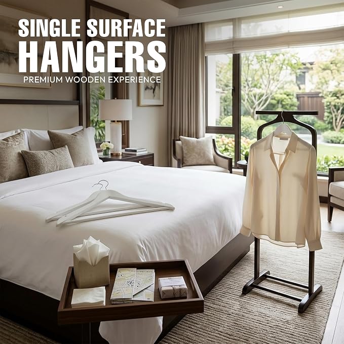 Utopia Home Premium Wooden Hangers 20 Pack - Durable & Slim Coat Hanger - Suit Hanger with 360-Degree Rotatable Hook - Wood Hangers with Shoulder Grooves (White Color)
