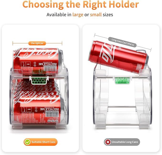 Soda Can Organizer for Refrigerator, Drink Organizer for Fridge, Automatic Rolling Can Dispenser Holder, Organize 10 Pcs Standard 11.15oz or 12oz Short Cans (2 Pack)