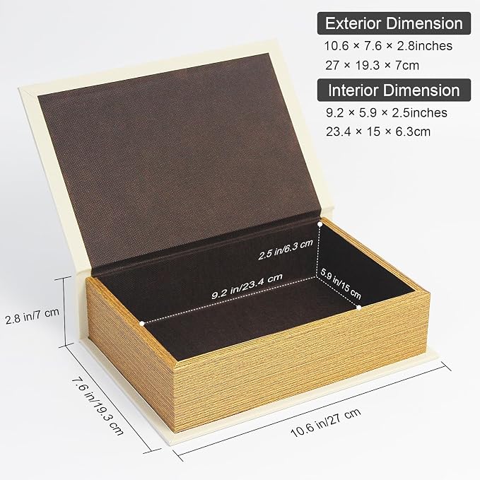 PACOLO Decorative Book Boxes, Faux Wood cover Storage for Hidden Jewelry, Money, and Cash (Merry)
