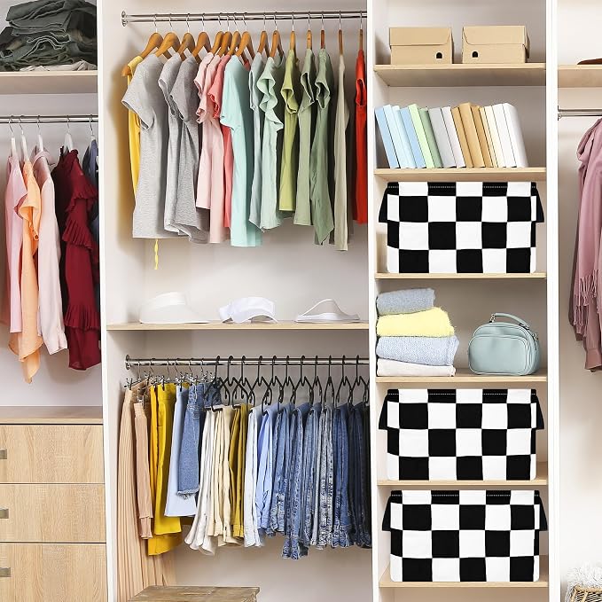 Storage Bin for Shelves Rectangle Closet Baskets Foldable Box with Handles, Gray Storage Bins, Storage Boxes for Home Office Car Dormroom