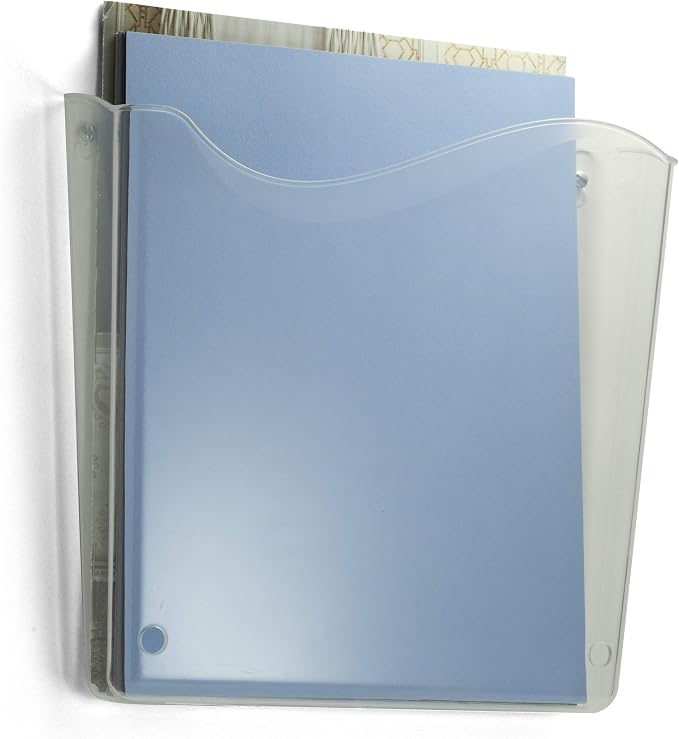 Officemate Vertical Wall File, Letter Size, Durable Unbreakable Plastic Organizer, Mountable Wall or Partition File Holder, Clear (21674)