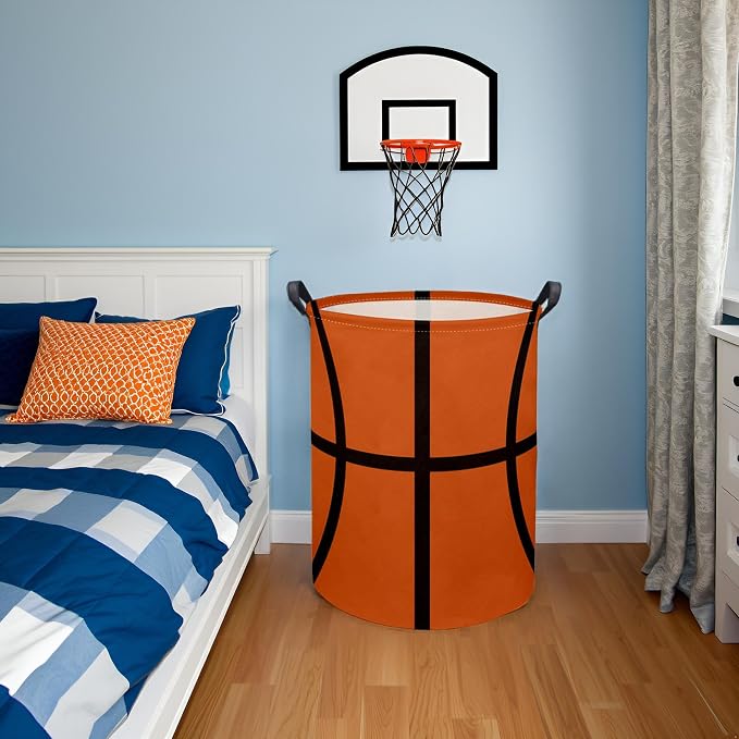 Basketball Kids Laundry hamper Baby Hamper for Nursery Boy and Girl Kids Cute Kids Toys Storage Bin Organizer Basketball Room Decor for Home(Basketball Pattern)