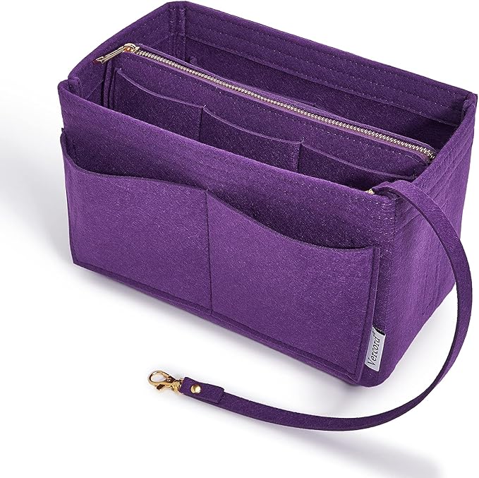 Vercord Felt Organizer Insert For Purse Handbag Tote Bag In Bag Inside Shaper Divider Neo Purple Small