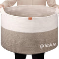 GOCAN Extra Large Laundry Basket toy storage 22"X22"X14" blanket basket Cotton Rope Woven Baskets with Handles for Living Room (Brown/Beige) XXXL