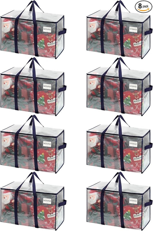 VENO 8 Pack Heavy Duty Moving Bags, Extra Large Storage Bags with Reinforced Handles & Strong Zippers, Foldable & Reusable Moving Box Alternative for Clothes & Dorm Storage