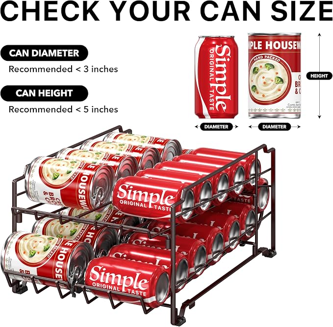 Simple Houseware Dual Row Front Loading Stackable Can Dispenser, Bronze
