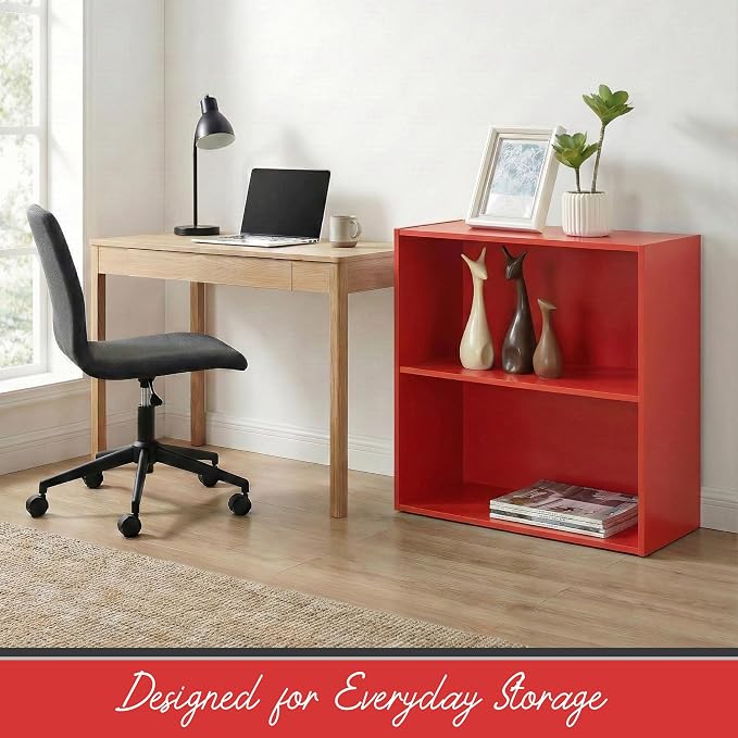 KB Designs - Tony 2-Tier Modern Bookcase with Open Storage Shelves for Kids’ Rooms, Playrooms, or Home Offices – Compact Colorful Bookshelf Organizer