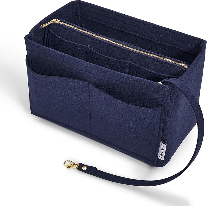 Vercord Felt Organizer Insert for Purse Handbag Tote Bag in Bag Inside Shaper Divider Neo Dark blue Large