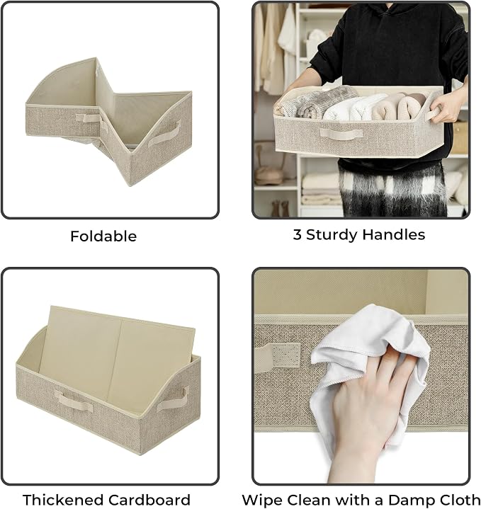 GRANNY SAYS Storage Baskets for Shelves, Closet Organizer Bin and Clothes Storage Bins, Trapezoid Storage Bins, Clothing Bins for Changing Table Wire Shelves, Honey Beige, 3-Pack