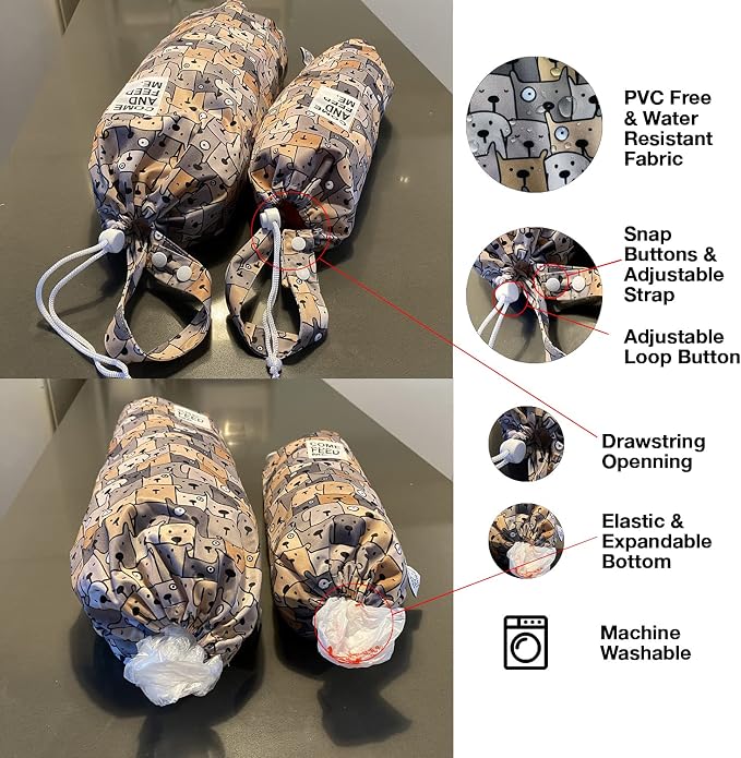 2pcs Waterproof Plastic Bag Holder Grocery Shopping Carrier Storage Kitchen Travel Camp Carrier Dispenser 2 Pack Pugs