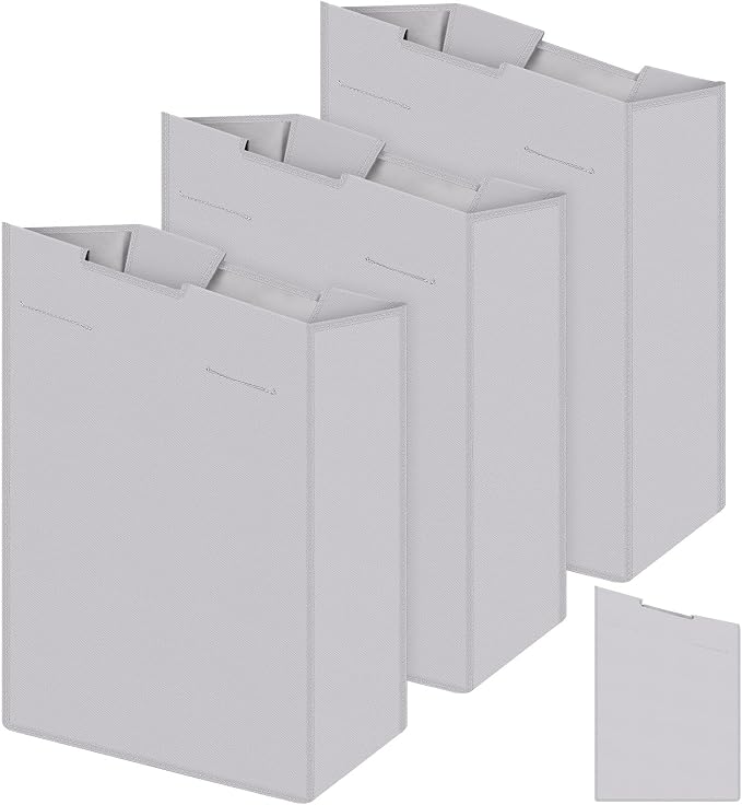Windyun 3 Pcs Hypotenuse Laundry Sorter Replacement Bags Hamper Cart Removable Replacement Bags Laundry Storage Organizer Bag Hamper Liner, No Hooks 14.76 x 8.66 x 23.23/19.29 Inch(Gray)