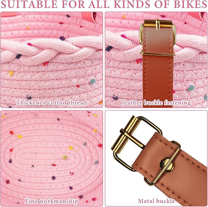 Kids Bike Basket for Girls, Front Bicycle Basket, Easy-Install Adjustable Straps for Balance Bikes Scooters