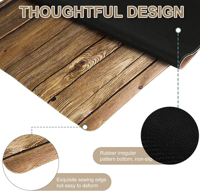 L-SPOUTTO Vintage Wood Desk Mat Gaming Mouse Pad Extended XXL 35.4x15.7in Large Mouse Pad Non-Slip Rubber Base Keyboard Pad Waterproof Desktop Mat for Laptop Computer Work Game Home Office-Wood Art