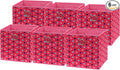 Simple Houseware 10-Inch Collapsible Fabric Cube Storage Bin with Handles, Printed Design, 6 Pack, Pink