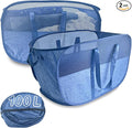 100L Collapsible Laundry Baskets 2 Pack, Extra Large Mesh Pop Up Laundry Hamper, Dirty Clothes Hamper with Reinforced Handles, Folding Hampers for Travel. Dorm or Home Portable Laundry Baskets. Blue