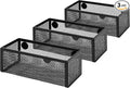 Amazon Basics Magnetic Storage Baskets, Mesh Organizers for Office Supplies and Workspace, 6" x 2.5" x 2.2", Black, 3-Pack