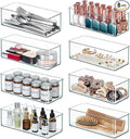Qilinba 8 PACK Drawer Organizers Deep Drawer Organizer Bins Silverware Organizer Clear Stackable Storage Bins for Bathroom, Pantry, Office, Vanity, Desk Organization and Storage