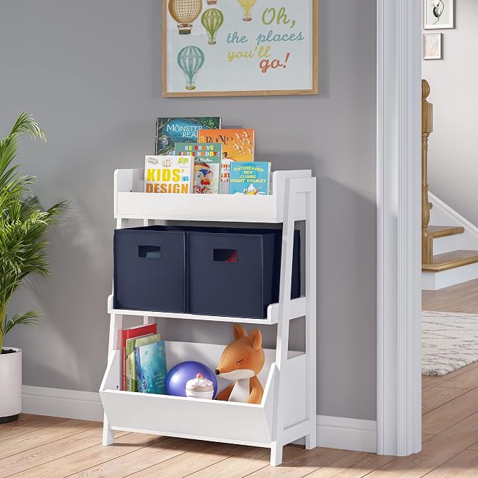 RiverRidge Folding Storage Bins with Handles Navy Cube Storage Organizer for Closet, Bedroom & Playroom - Closet Organizers and Storage Set of 4