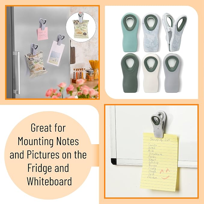 Mr. Pen- Magnetic Chip Clips, 6 Pack | Airtight Seal Reusable Bag Closers for Food Storage, Snacks, Bread & Kitchen Organization