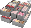 Drawer Clothing Organizer 16-Pack, Grey 3 Sizes Underwear Drawer Dividers, Fabric Folding Wardrobe Organizer, Can Store Baby Clothes, Bras, Underwear, Panties, Belts, Socks, Ties