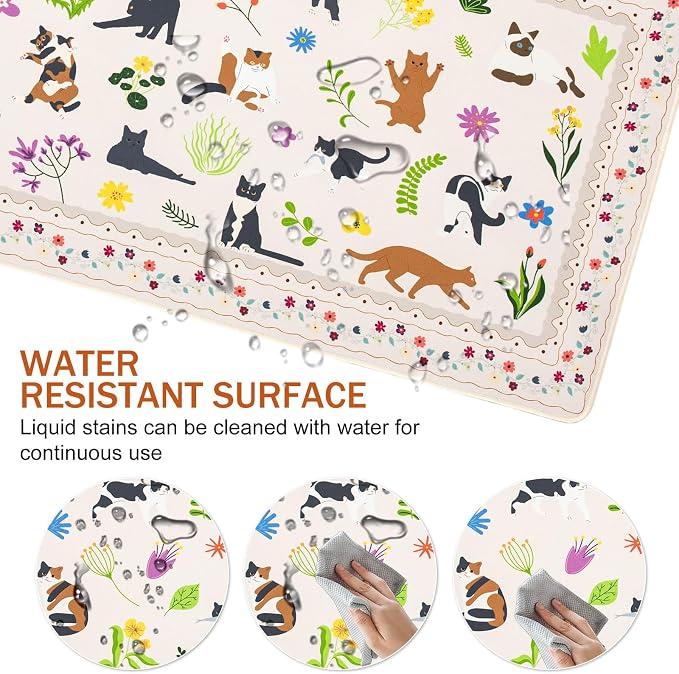 L-SPOUTTO Cute Cat Desk Mat for Keyboard and Mouse,XXL Large Mouse Pad Non-Slip Keyboard Pad Waterproof Desktop Mat for Laptop Computer Work Game Home Office-Cats