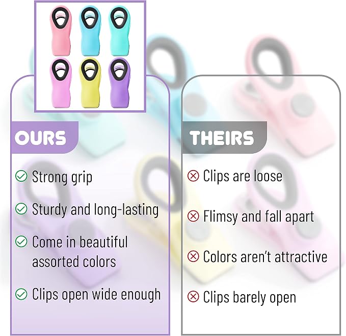 Mr. Pen- Magnetic Chip Clips, 6 Pack | Airtight Seal Reusable Bag Closers for Food Storage, Snacks, Bread & Kitchen Organization