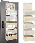 Easy Assembly Over The Door Organizer, 6 Shelves&10 Side Pockets, Heavy-Duty Reinforced Mesh Rack Holds 44lb, Hanging Behind Door Storage for Bathroom Pantry, Nursery, Closet, Shoes,Towels-Ivory White
