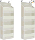 SpaceHacks 2 Pack Over The Door Organizer, Hanging Storage Organizer with Clear Window, 40lb Ultra Sturdy Large Capacity Room Organizer for Pantry Laundry Bathroom Nursery Closet (Beige)