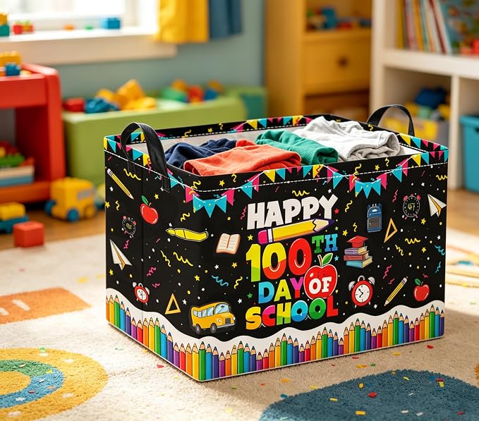 Rectangular Baby Kids Storage Basket for Home Kitchen Girls Cute Toy Storage Bin Organizer Shelf Book Room Decor(Celebration)