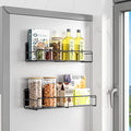 Mystozer 2 Pack Magnetic Spice Rack Organizer,Space Saver for Refrigerator and Microwave Oven, Magnetical Fridge Shelf for Jars,Seaoning,tins and Utensils (Black)