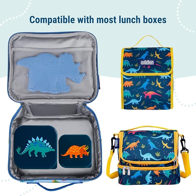 Wildkin Set of 3 Kids Nesting Food Containers for Boys – Stackable, Airtight & BPA-Free Snack Containers, Dishwasher Safe Lunch Box Containers for School & Travel, Ages 3–12 – Jurassic Dinosaurs